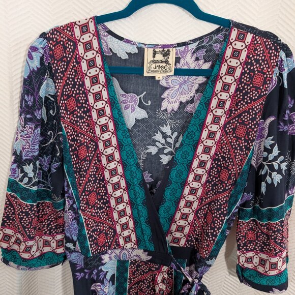 JAASE Purple Haze Maxi Dress Wrap Boho Flowy size Medium - Picture 7 of 15